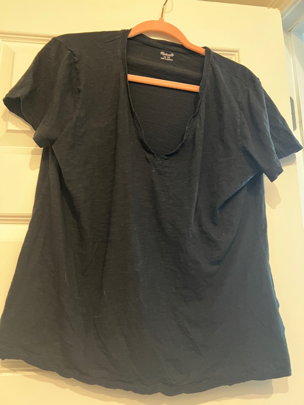 Madewell Black Slub V-Neck Short Sleeve Tee